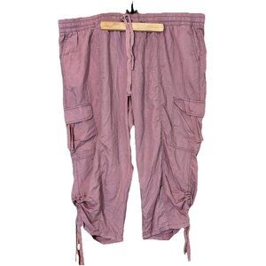 NWT Lane Bryant Capri Lounge Casual Capri Cargo Pants Size 22/24 Dusty Pink $65